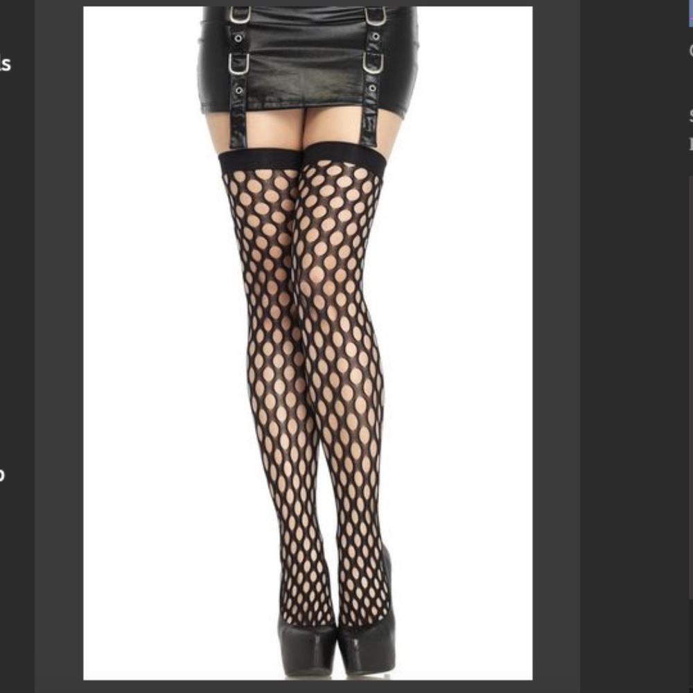 Black Oval Net Thigh Highs